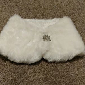 Faux Fur wrap with snowflake brooch